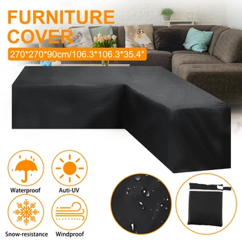 

Waterproof L Shape Corner Outdoor Patio Garden Furniture Cover Rain Snow Table Chair Protective Cover All-Purpose Dust Cover D2