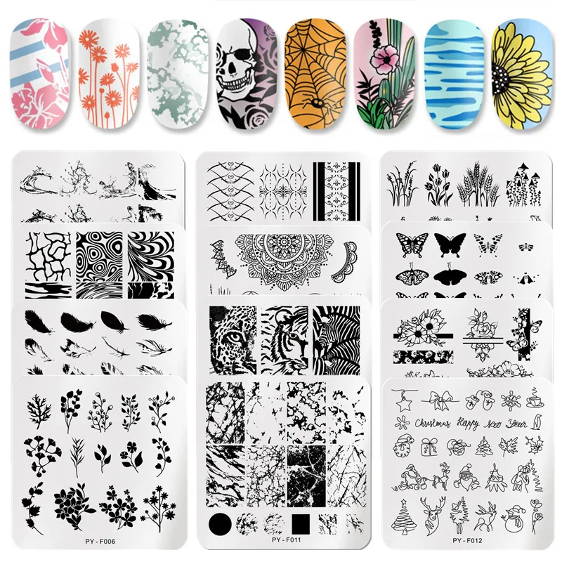 Pict You Square Stamping Plates Animal Christmas Plate Stainless Steel Nail Design Stencil Tools