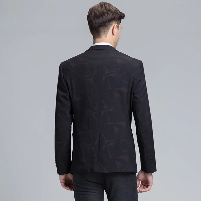 2019 Autumn Print Casual Suit Men's Fashion High Quality Slim Korean Men's Suit