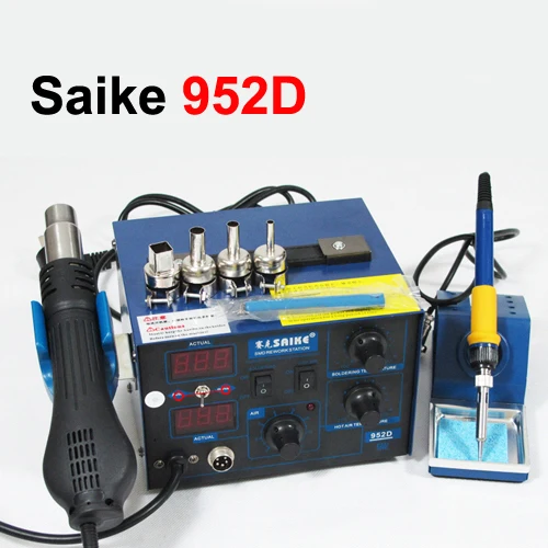 

HOT Sale 2 in 1 220V SAIKE 952D rework station with hot air gun soldering station and soldering iron for welding