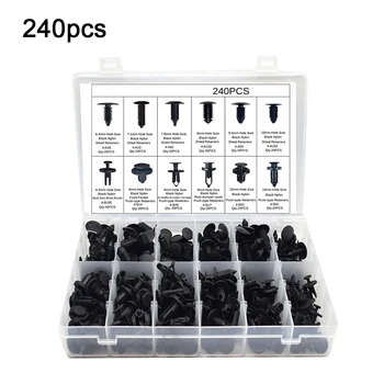 

240pcs Automotive Fastener Clips Plastic Rivet Fastener Snap Tools Bumper Door Trim Panel Fastener Kit for Honda TOYOTA Ford