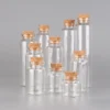12 pieces/lot 10ml 15ml 20ml 25ml 30ml 40ml 45ml 50ml 55ml 60ml Glass Bottles With Cork Stopper Spice Jars Glass Vessels Crafts 6