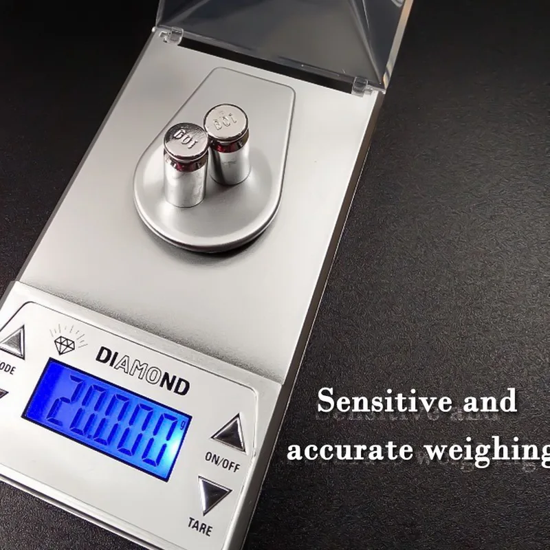 

JUNEJOUR 50/20/10G 0.001g Portable Hight Precision LCD Digital Jewelry Scale Lab Gold Jewelry Balance Backlight Weight Gramt