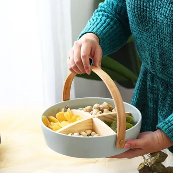 

Fractional ceramic kitchen accessories snack snack plate creative hand basket living room table nut candy storage box stbx3