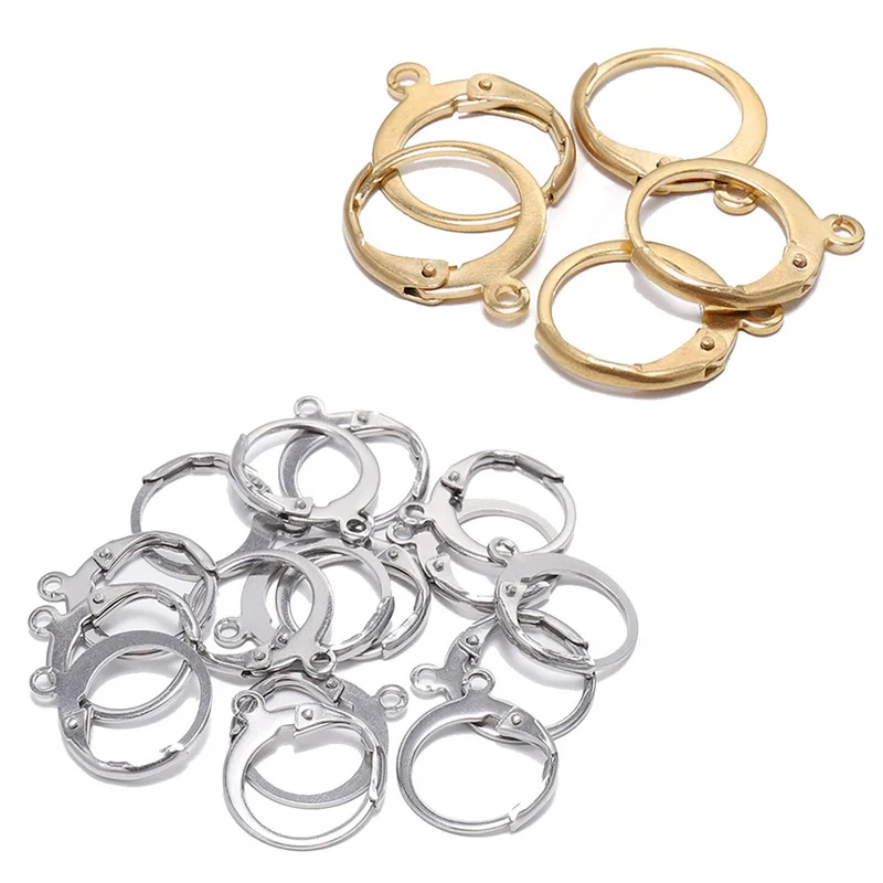 

20pcs/lot Gold Stainless Steel French Lever Earring Hooks Wire Settings Base Hoops Earrings DIY Jewelry Making Supplies Findings