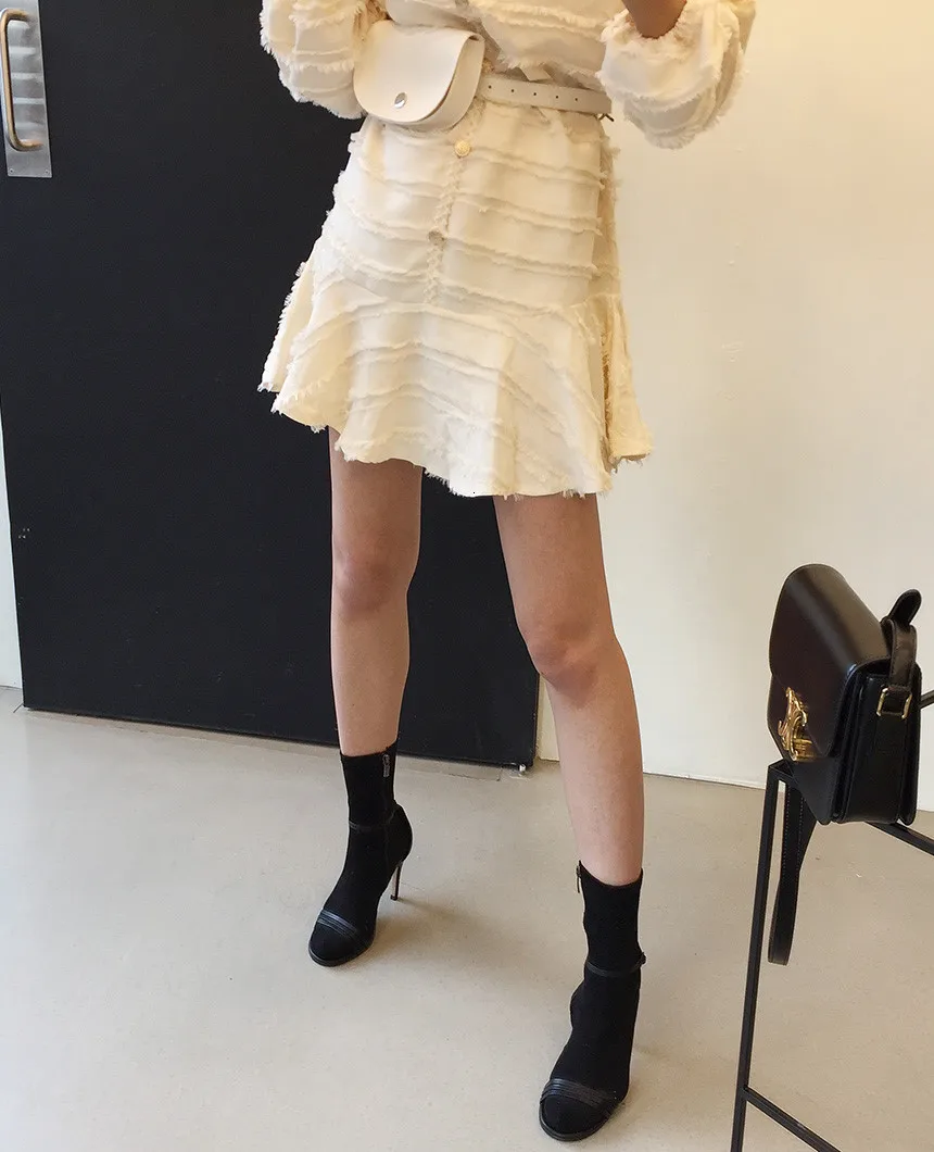 SHENGPALAE, новое весеннее поступление, v-образный ворот, оборки, Vestidos, женское платье с длинными рукавами, корейская мода, свободное женское платье 5D199