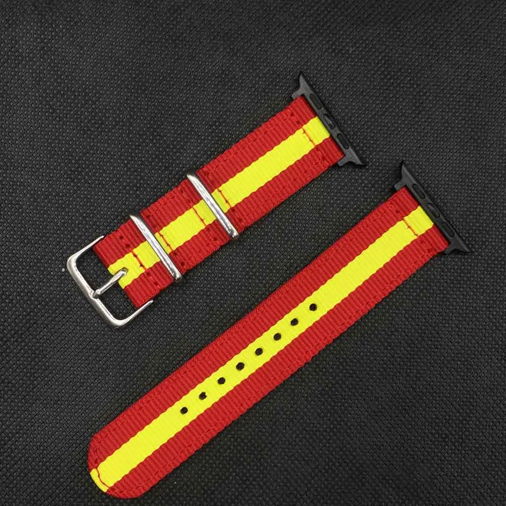 Red B Ремешок для часов Apple Watch 38 мм 40 мм 42 мм 44 мм нейлоновый ремешок для часов браслеты для iWatch Series 5 4 3 2 1 для Испании - Цвет ремешка: Red B