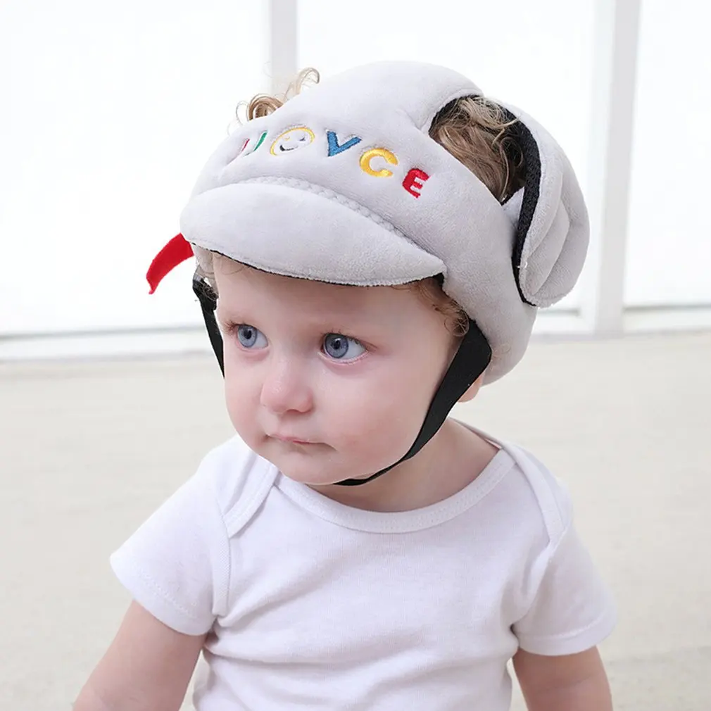 Baby Anti-Fall Head Protection Cap Baby Toddler Anti-Collision Hat Shatter-Resistant Hat Child Safety Helmet Headgear Gray