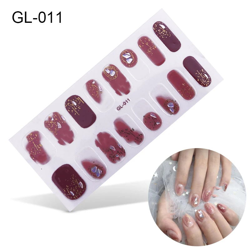 GL-011 Lamemoria 16 стикеров GL полное покрытие Обертывания украшения DIY маникюр слайдер винил для ногтей маникюр самоклеющиеся наклейки - Цвет: GL-011