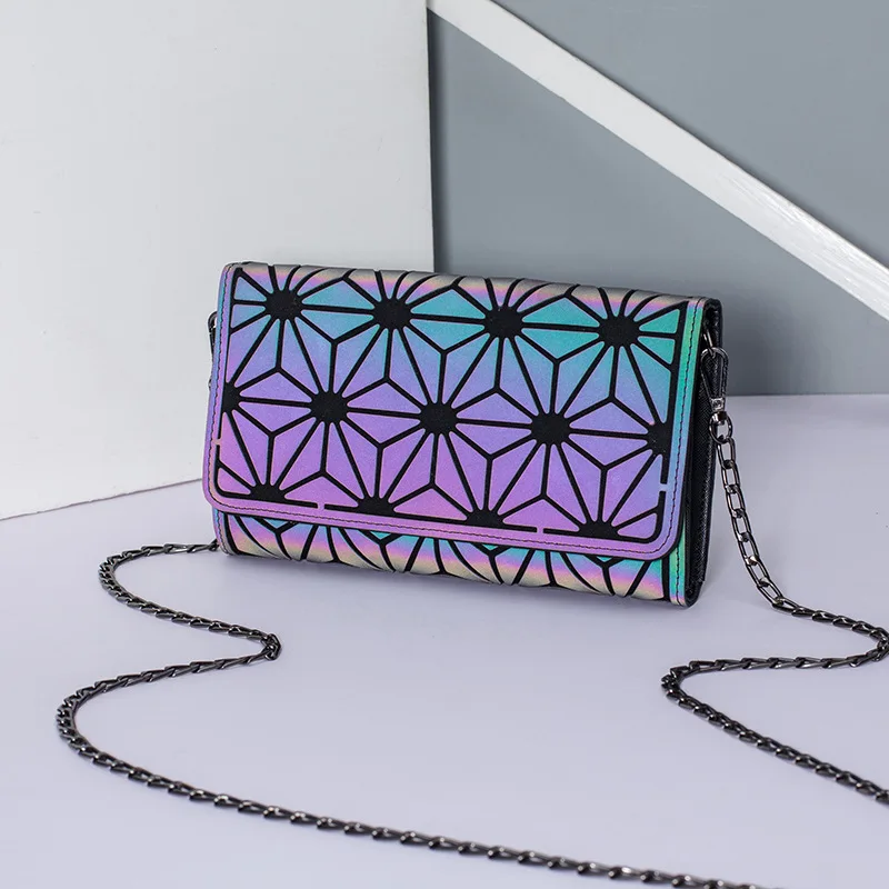 

Winter Rhombus Square Sling Bag Women's Night Light Gradient Color Car Line WOMEN'S Bag Non-mainstream lian tiao kuan Shoulder B