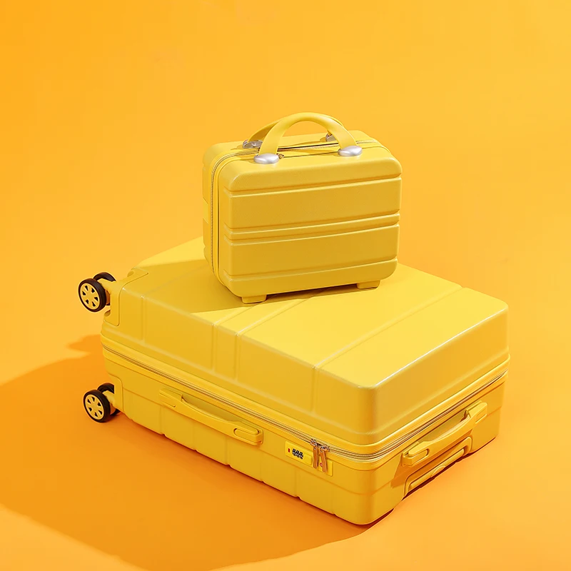 Дорожный чемодан, набор чемоданов на колесиках, сумка на колесиках, сумка для чемодана, модная женская косметичка ABS+ PC, 20''28 - Цвет: Yellow set