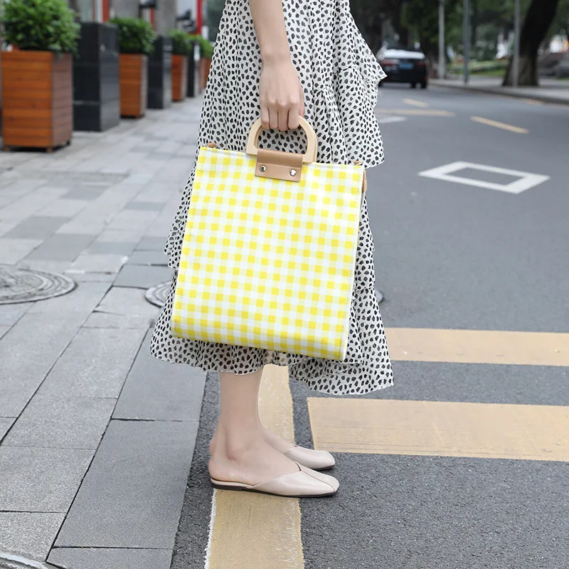 

South Korea Canvas Bag WOMEN'S Single-shoulder Bag Literature And Art Handbag Students Plaid Shoulder Bag Cloth Bag Manufacturer