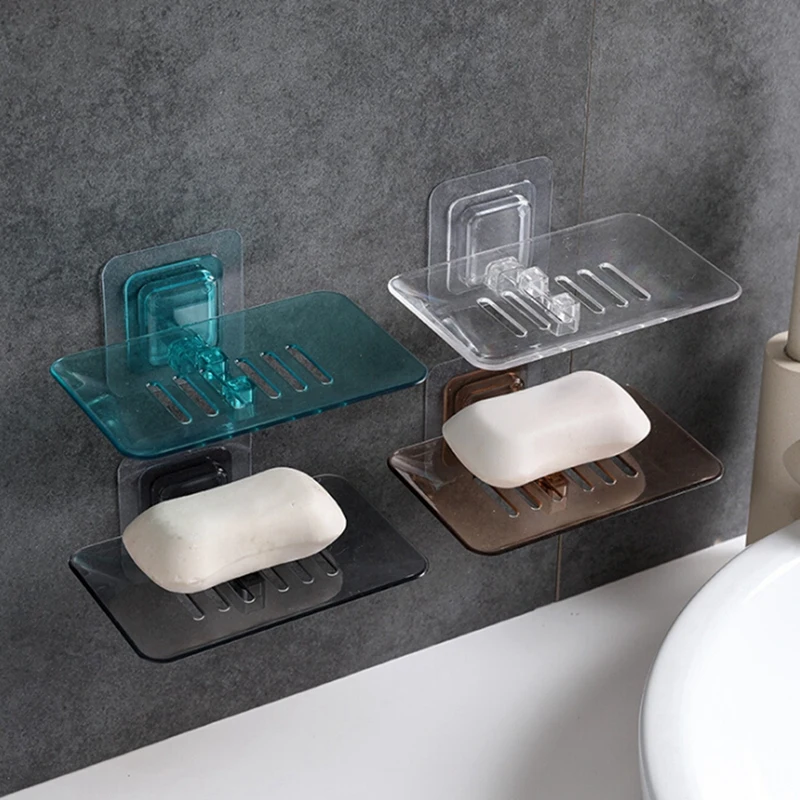 Bathroom Shower Soap Dishes Drain Sponge Holder Wall Mounted Bathroom Organizer Storage Rack Soap Box Housekeeping Container