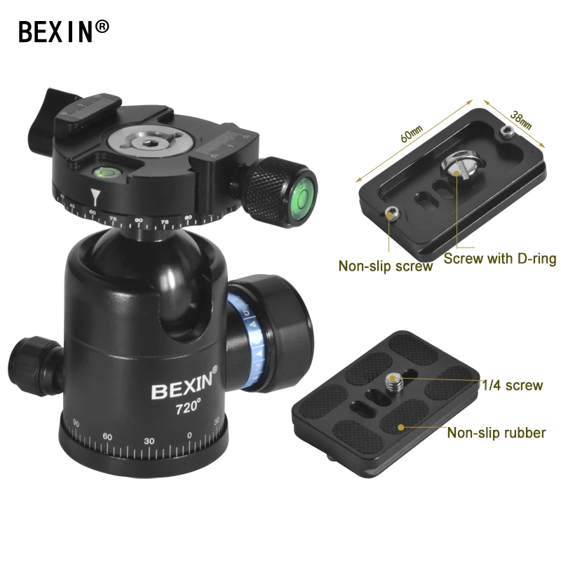 BEXIN 720 двойной панорамный вращающийся штатив для камеры с шаровой головкой сверхмощный с горизонтальным демпфированием Referenc стенд Arca Swiss