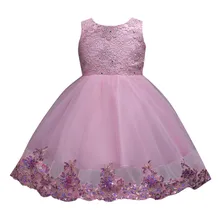 Платье принцессы с цветочным рисунком для маленьких девочек Пышное Бальное платье подружки невесты с бантом торжественное платье для дня рождения, свадьбы, 3-11 лет