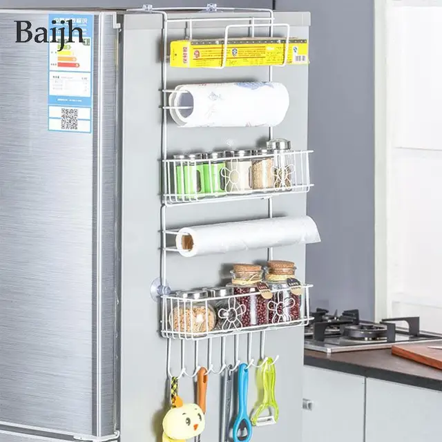 New Multi functional Refrigerator Rack Kitchen Supplies Refrigerator Fridge Side Shelf Storage Shelf Multi Layer Sidewall