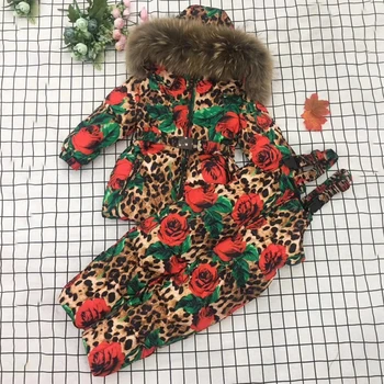

2020 Fur Hoodie Baby Girl Clothes Winter Warm Down Floral Girls Clothing Sets Jackets Pants Teenage Children Kids Snow Suits