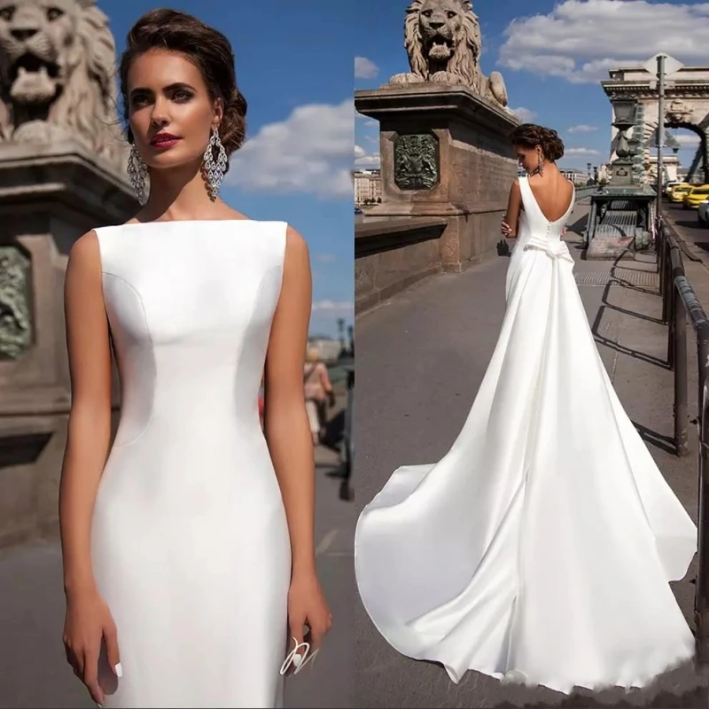 fitted satin wedding dress