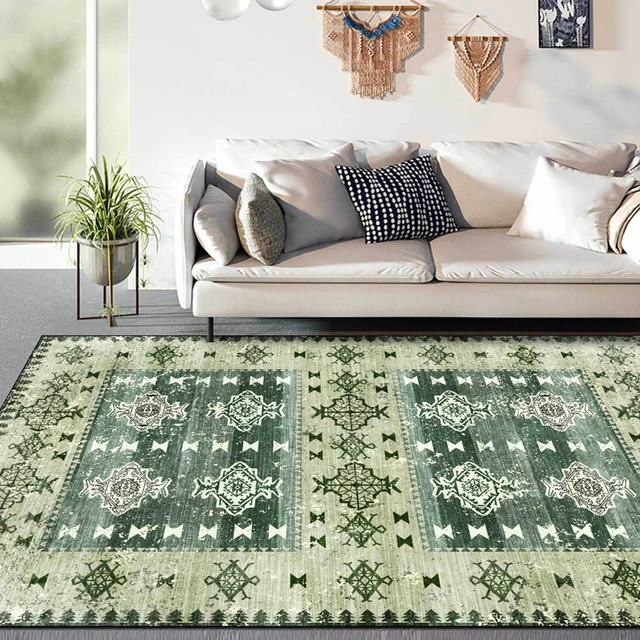 Tappeti in stile etnico persiano retrò tappeto verde chiaro mediterraneo  stampa geometrica tappeto cucina bagno camera da letto comodino tappetino -  AliExpress