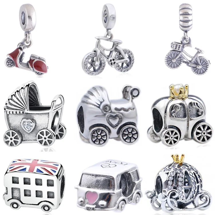 

Fits European Bracelets & Bangles Pumpkin Motorcycle Bicycle Bus Car Dangle Charm 925 Sterling Silver DIY Jewelry