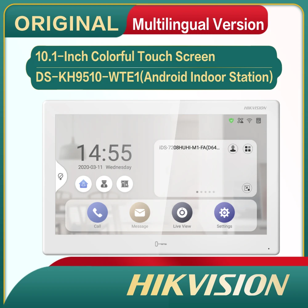 DS-KH9510-WTE1 Original Hikvision Android Indoor Station 10.1-Inch Colorful Touch Screen Video Intercom
