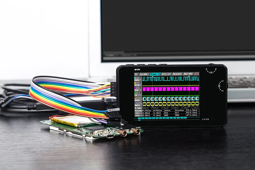 Цифровой логический анализатор LA104 USB Mini 4 канала 100 МГц максимальная частота дискретизации встроенный в 8 Мб флэш-накопитель 2,8 дюйма осциллограф