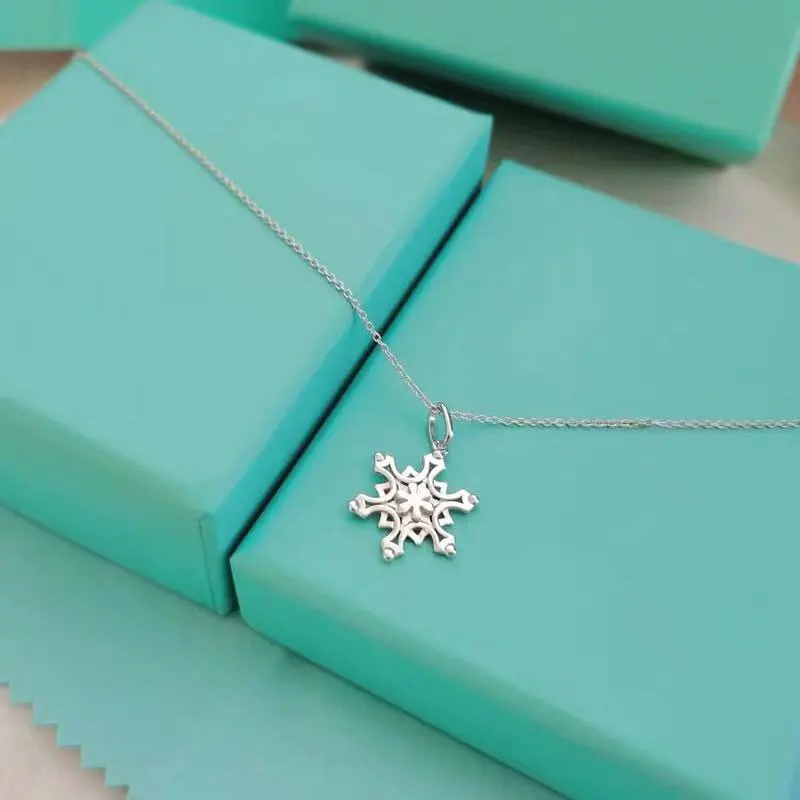 

Law 925 Silver Necklace with fashion logo, snowflake, winter gift, original jewelry fashion for women