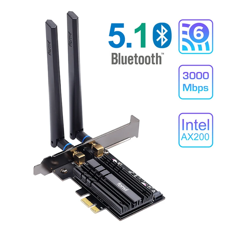 Wi Fi 6 адаптер для ПК Intel AX200 карта Bluetooth 5 1 3000 Мбит/с 802.11AX 2 4G/5G беспроводная антенна PCI