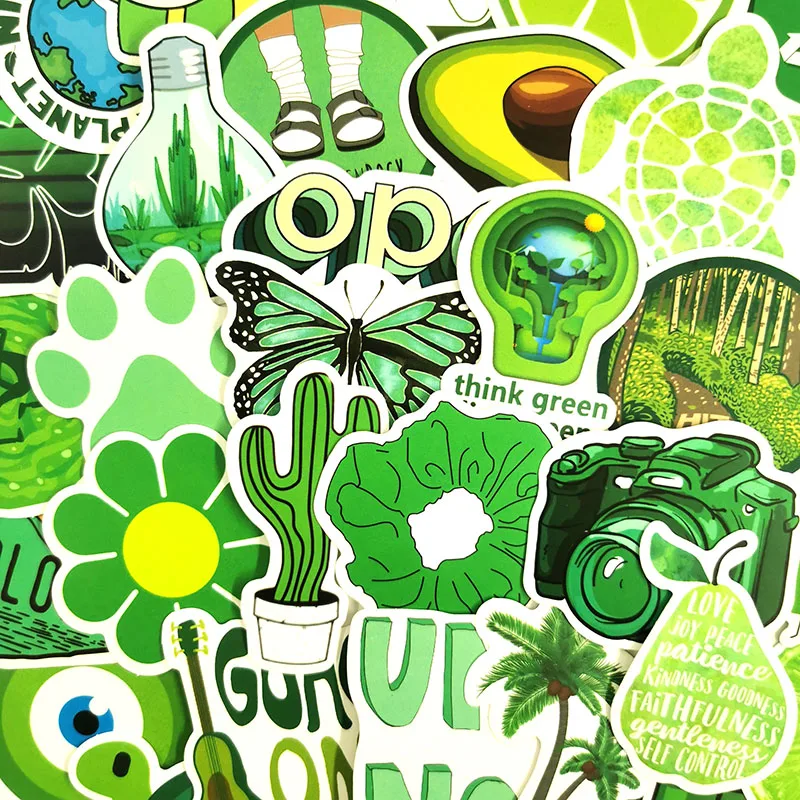 Лидер продаж 50 шт./упак. VSCO с рисунками из мультфильмов для девочек зеленого цвета в стиле «граффити» Стикеры для скейтборда ноутбук Чемодан Прохладный Vinly Стикеры s детские игрушки Стикеры s