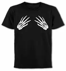 Мужские футболки руки скелета, повседневные хлопковые Забавные футболки на Хэллоуин