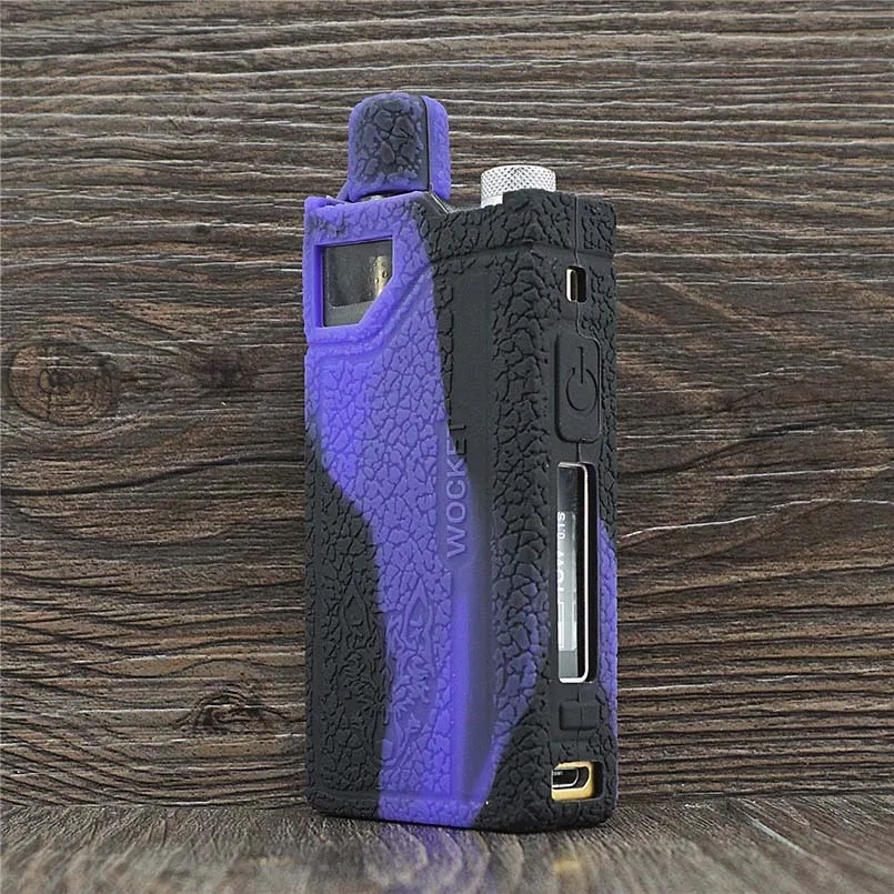 Black purple Текстурированная Кожа для Sigelei Snowwolf Wocket Pod system Vape защитный силиконовый чехол резиновый чехол Защитный кожаный чехол - Цвет: Black purple