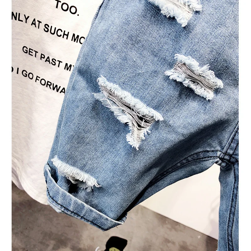 Boys' Jeans Middle Pants Summer New Style Children Casual with Holes Shorts Children Korean-style Loose-Fit Shorts