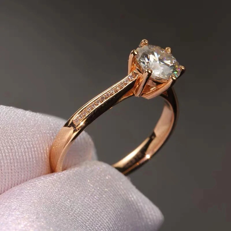 14 к кольцо из розового золота с муассанитом для девушки VVS1 1ct 2ct 3ct лабораторные алмазные кольца с изысканным кольцом в коробке