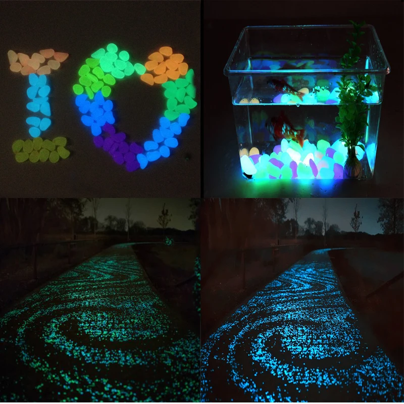 500pcs Glow in the Dark Garden Luminous Pebbles for Walkways Plants Aquarium Decor Glow Stones Garden Decoration