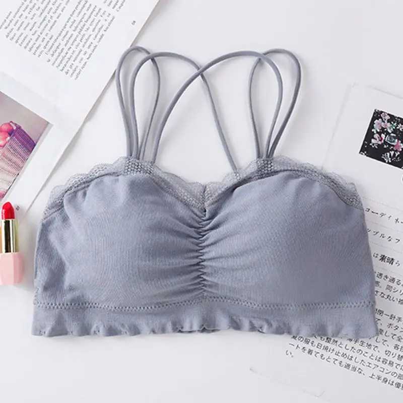 

Women Lace Stitching Tube Top Fashion Seamless Tube Top Breathable Fitness Bra Wrapped Chest