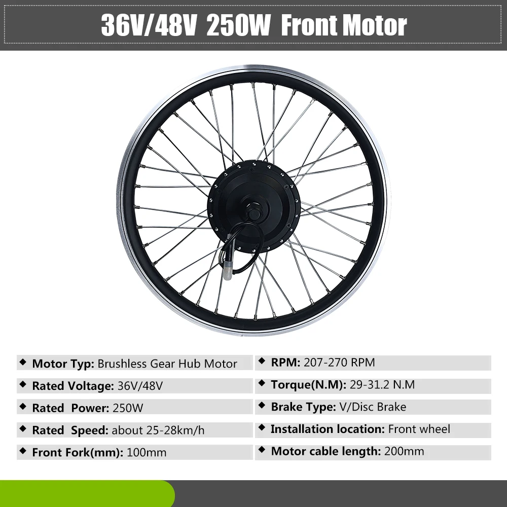 US $104.58 EBike Conversion Kit 36V48V250W Front Hub Motor Wheel 1629Inch 700C With LCDLED Display For Electric Bike Conversion Kit