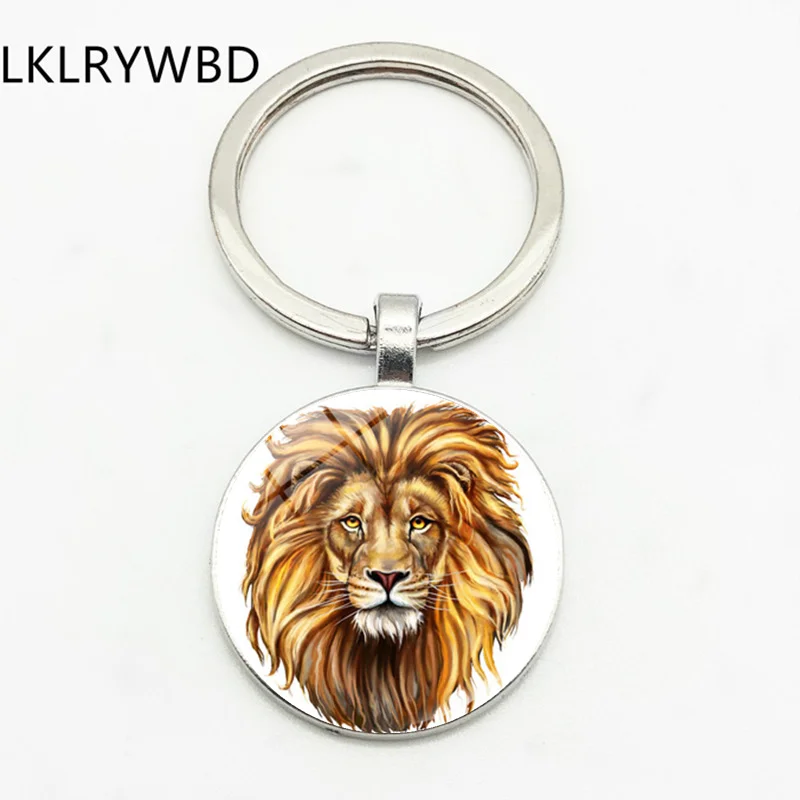 LKLRYWBD/Персональный властный Король джунглей Лев модный брелок для ключей ювелирные изделия кулон выпуклая стеклянная брелок - Цвет: 10