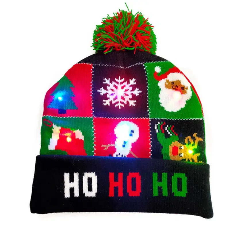 Рождественская тема письмо узор вязаная шляпа теплая вязаная шапка яркий светодиодный светильник - Цвет: VC0319E