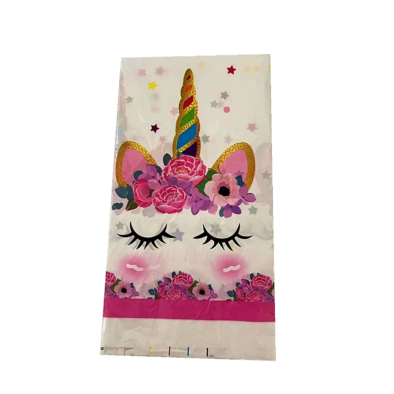 

108*180cm Cartoon Unicorn pink Plastic Table Cloth Cover Party Decoration for Kids Birthday Party Decoration Supplies