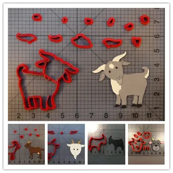 

Cute animal goat face body silhouette shape 3D printed custom made fondant cookie cutters kids DIY tools home baking tools