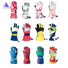 Водонепроницаемые теплые перчатки для девочек и мальчиков, Детские ветрозащитные перчатки для катания на лыжах, сноуборде, зимние профессиональные термальные лыжные перчатки