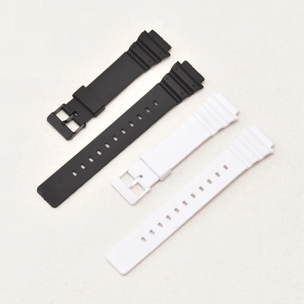 New-Durable-18mm-Black-White-Silicone-Rubber-Watchband-Replacement-For-Casio-MRW-200H-Watch-Convex-Resin
