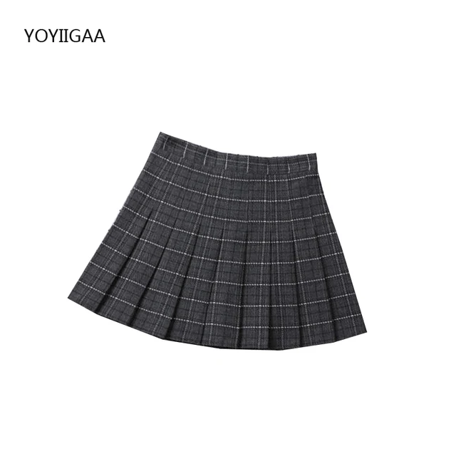 Autumn Winter Women Skirts High Waist Female Pleated Skirt Fashion Chic Girls Dance Mini Skirts Preppy Style Ladies Plaid Skirt blackge