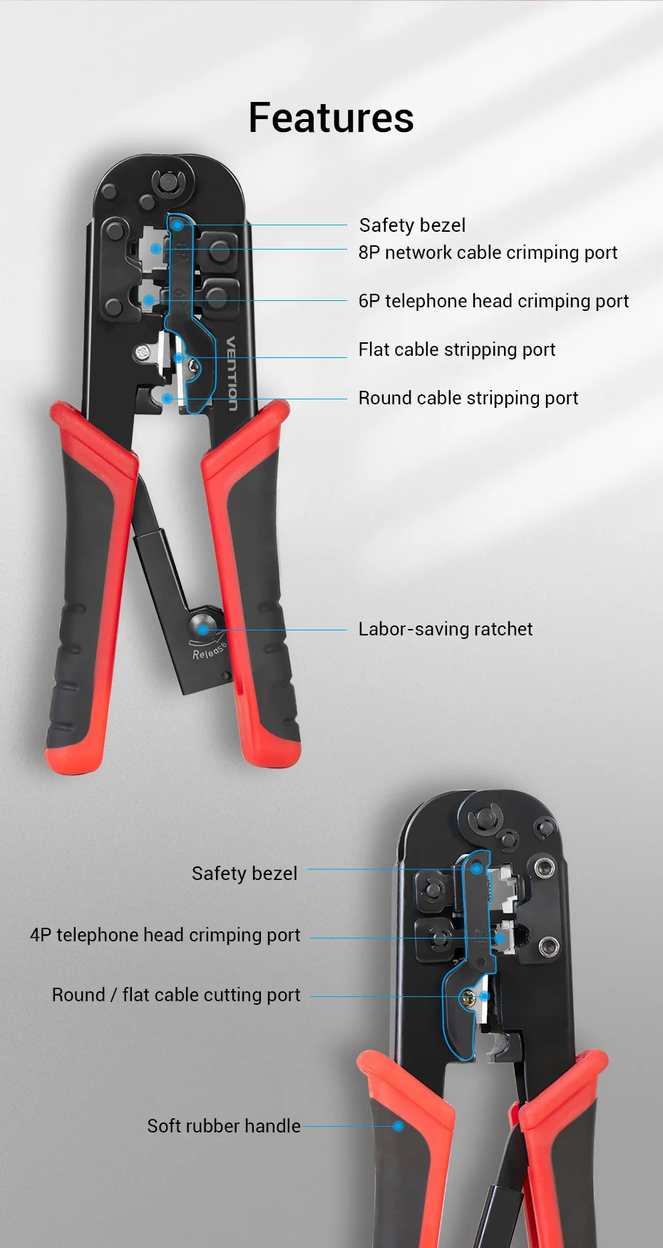 cable wire toner tracer tester Vention RJ45 Crimping Tool RJ45 Network Cutting Tools 8P RJ45 Crimper Cutter Stripper Plier for Modular RJ12 RJ11 Crimp Crimper cable toner and probe