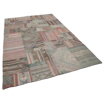 

202x301 Cm Beige Handmade Rugs Patchwork Rug-7x10 Ft