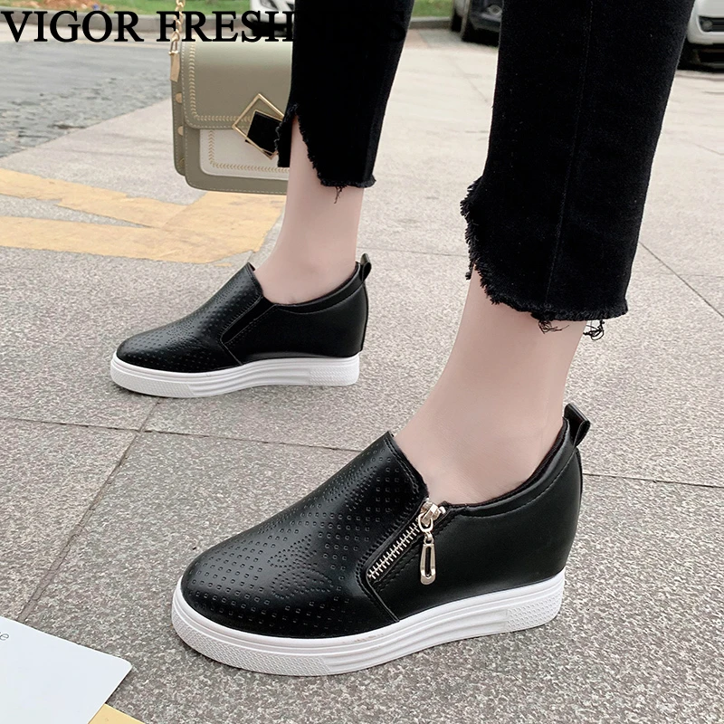 

VIGOR FRESHNESS Shoes Woman Platform Shoes Spring Women Wedges Shoes Autumn Pumps Hidden Heels White Sneakers 6.5CM WY586