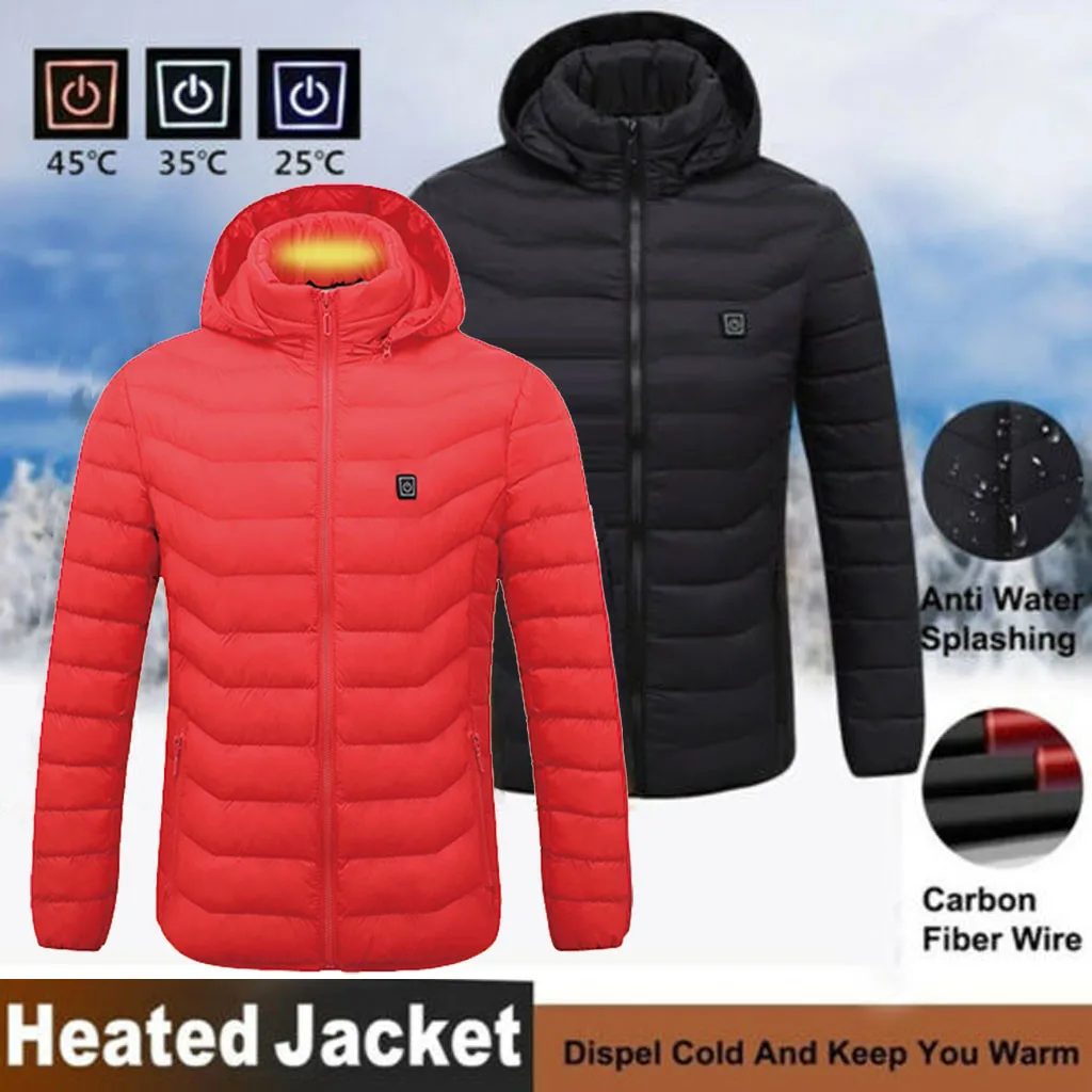 

Hawcoar Brand winter jacket Winter Men Smart USB Back Neck Two Electric Heating Warm Cotton Clothes Intelligent heating coat