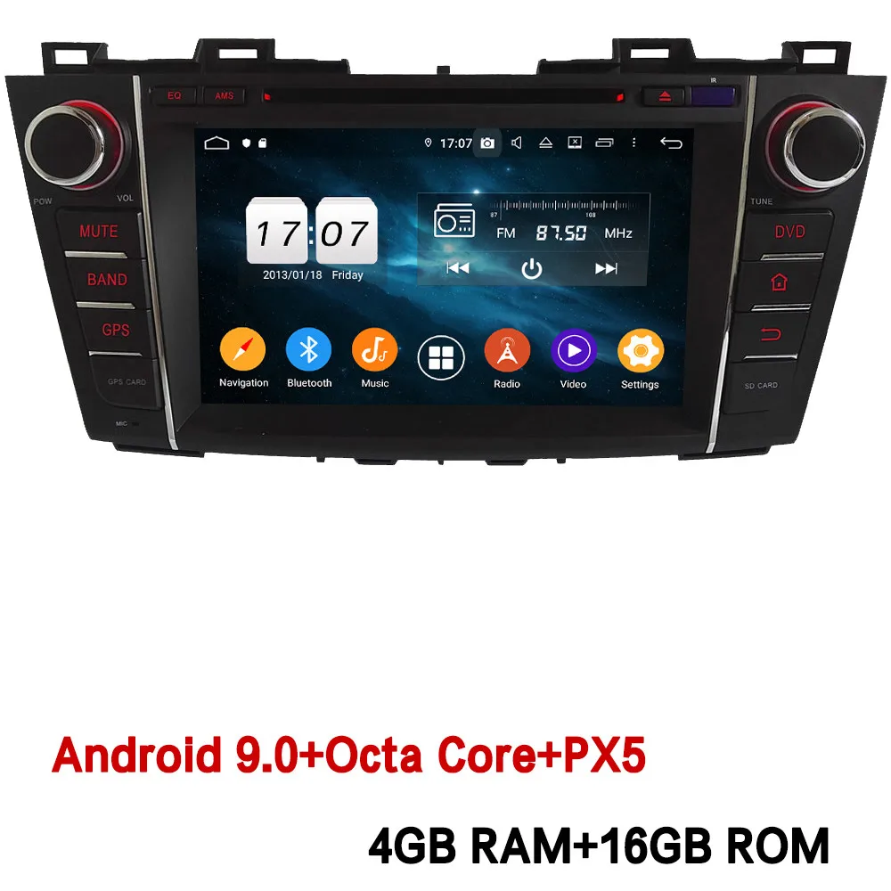 Klyde ips 4G wifi Android 9,0 Восьмиядерный 4 Гб ОЗУ 64 Гб ПЗУ BT DSP автомобильный DVD мультимедийный плеер радио для Mazda 5 Premacy 2009-2013 - Цвет: 4GB RAM x 16GB ROM