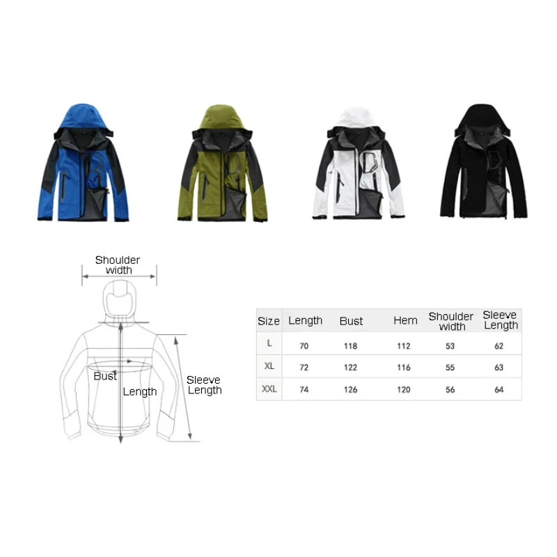 Outdoor Men's Soft Case Raincoat Jacket Outdoor Climbing Sports Clothing Waterproof Warm Soft Case Clothing Fleece