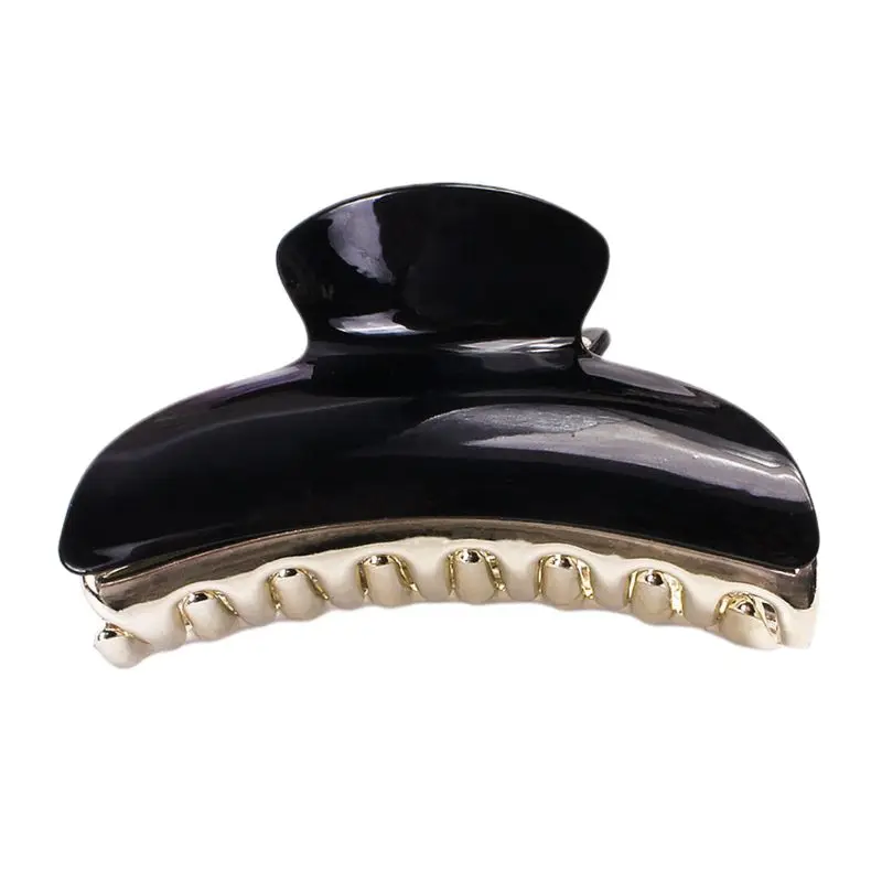 Womens Large Size Acrylic Hair Claw Metallic Solid Color Ponytail Banana Clips - Цвет: A